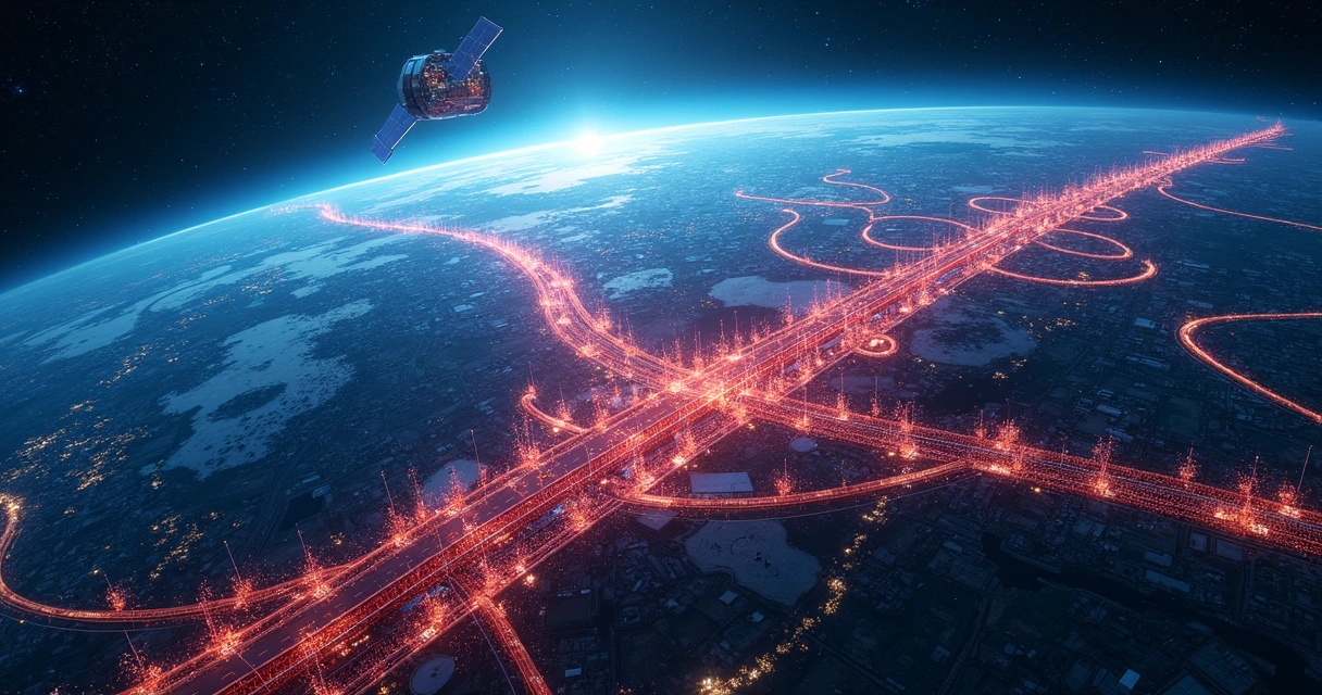 Imagem aérea de obra sendo monitorada por satélite ou drone 