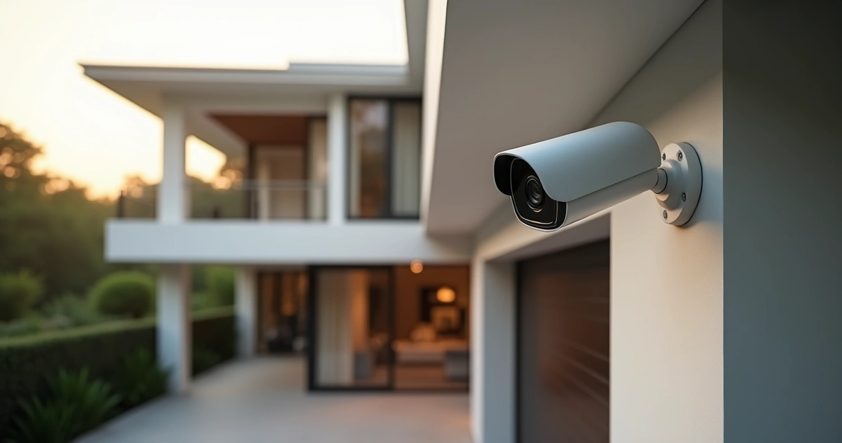 Câmera de segurança instalada em residência moderna em Itaquaquecetuba