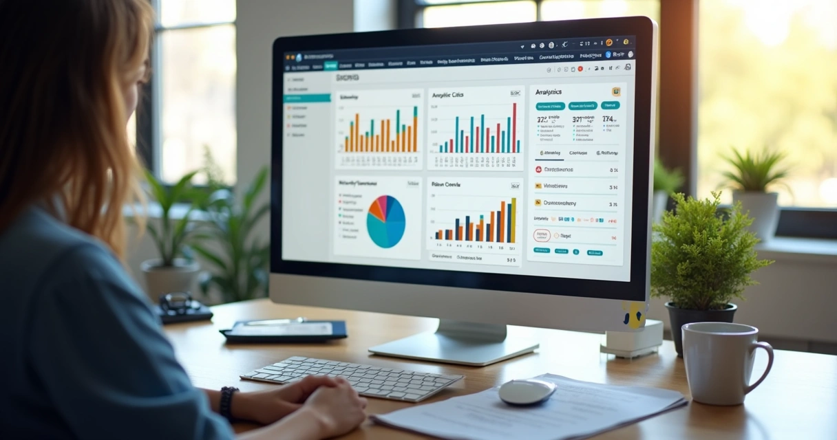 Dashboard mostrando métricas de blog e landing page dinâmica 