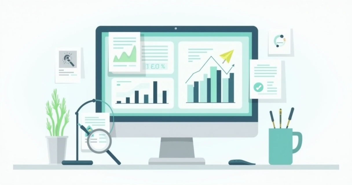 Dashboard de analytics com gráficos de desempenho de SEO 