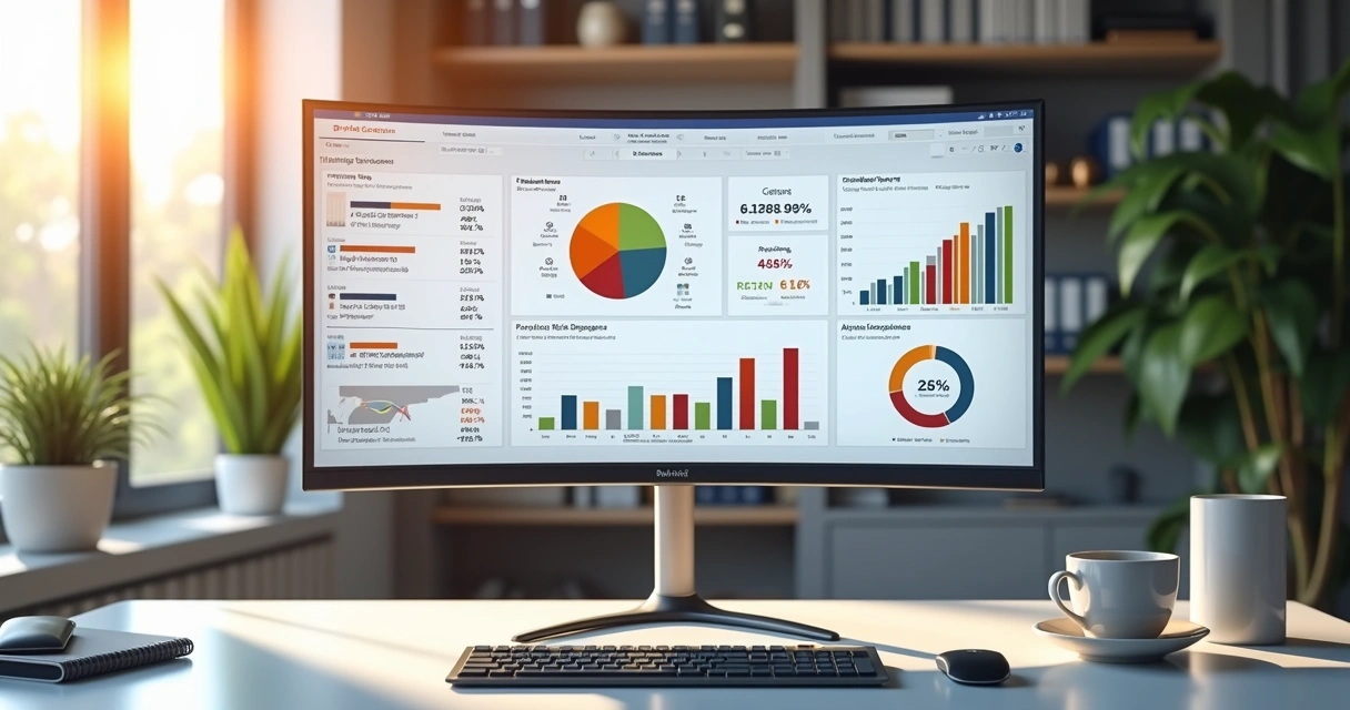 Dashboard moderno exibindo análise de risco de clientes com gráficos e indicadores financeiros 
