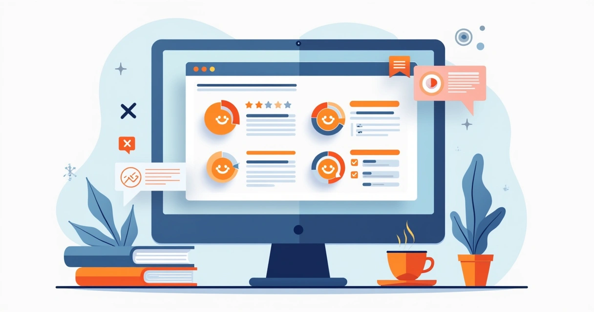 Dashboard com resultados de pesquisas de satisfação de clientes de escritório contábil 