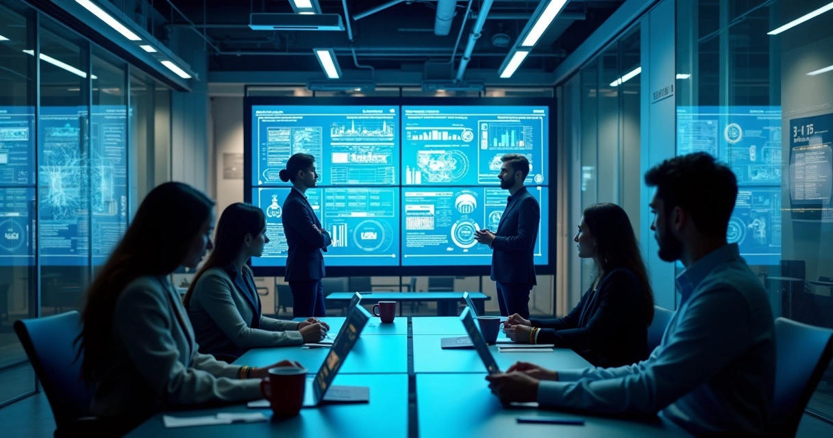 Equipe acompanhando monitoramento de segurança digital 