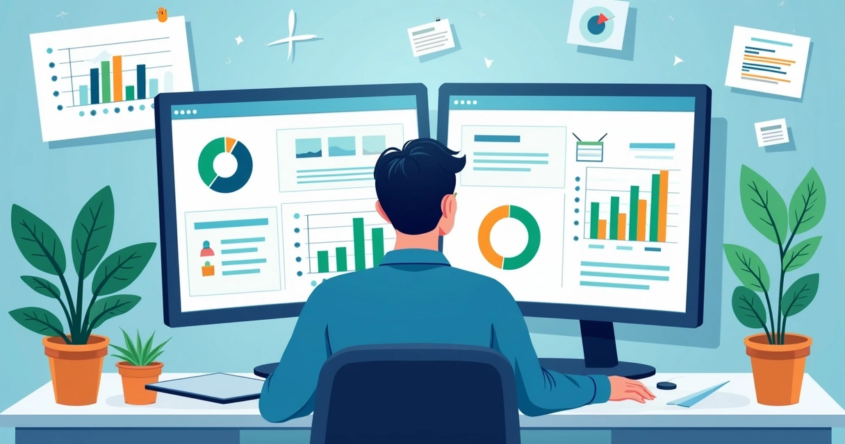 Profissional analisando tela com gráficos de social listening e reputação digital 