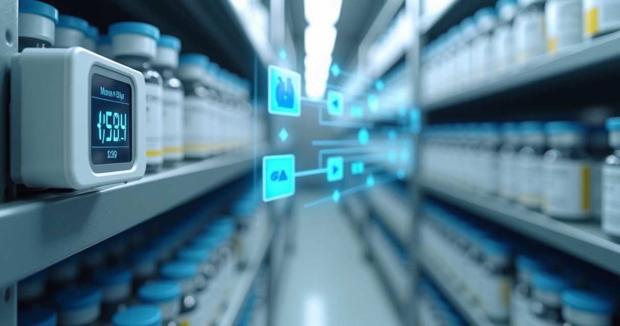 IoT sensor monitoring temperature in refrigerated environment