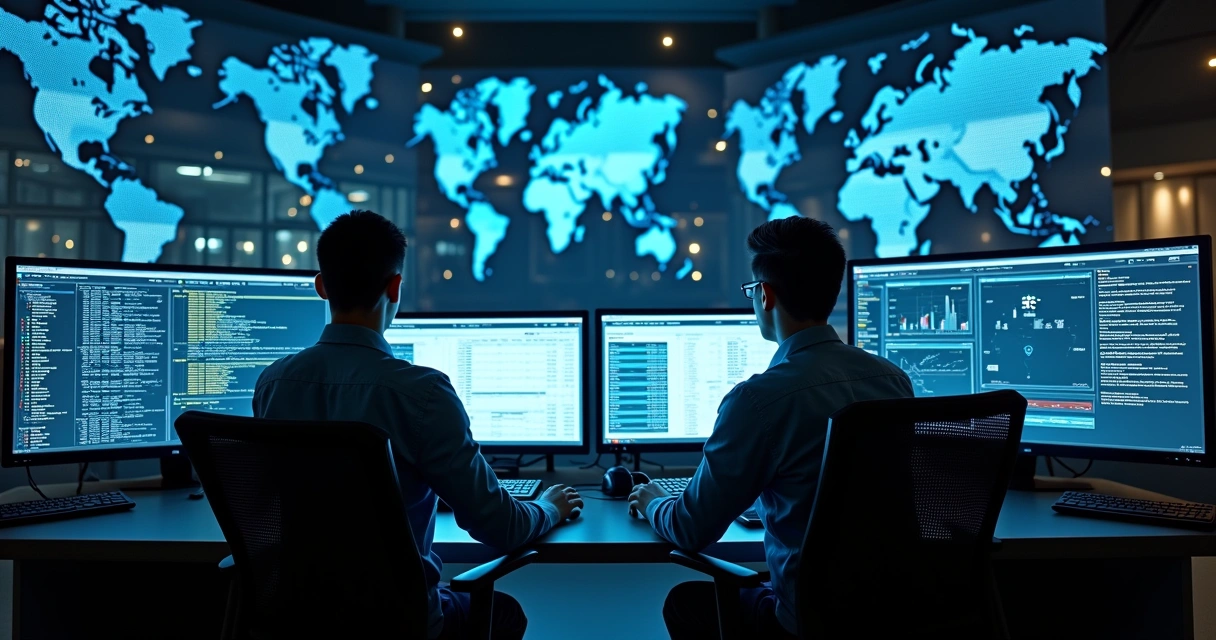 Painel de monitoramento de TI mostrando status da rede corporativa