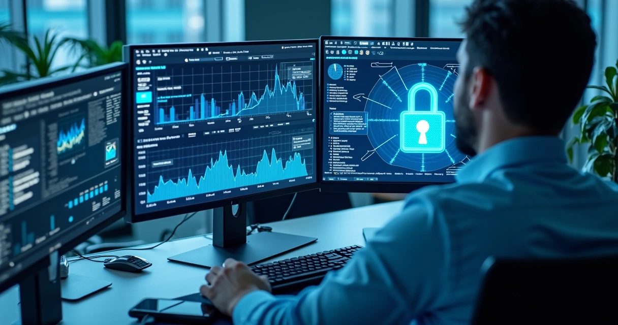 Monitoramento de backup na nuvem em tela de computador 