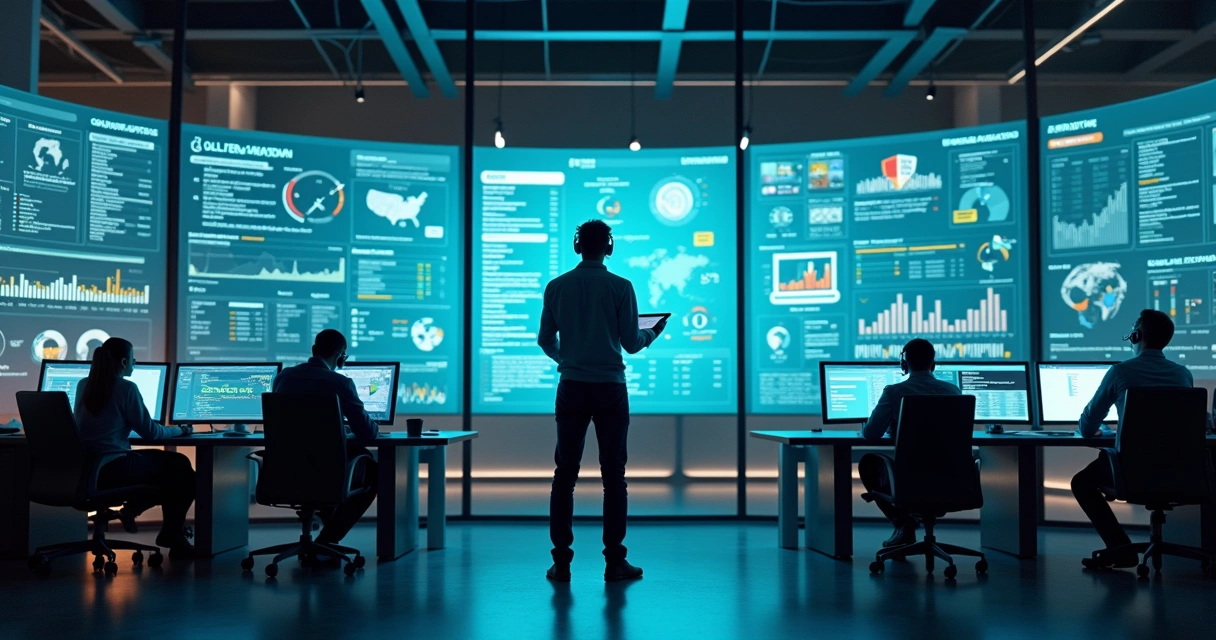 Painel com monitoramento de TI para SaaS comparando equipe interna, terceirizada e automação 