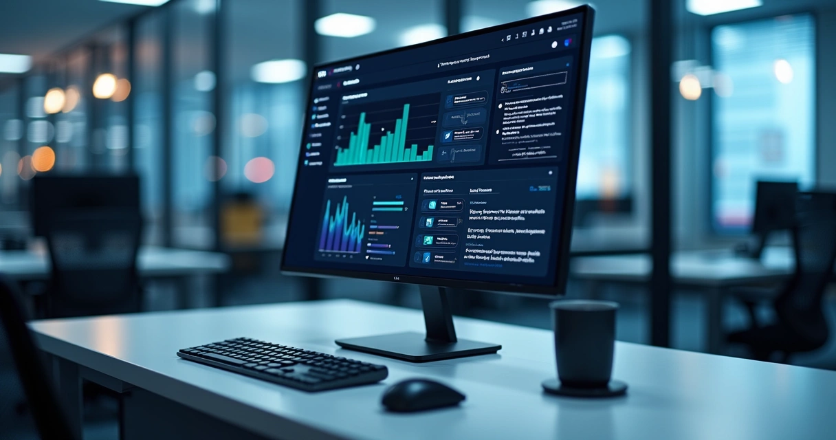 Tela de computador mostrando dashboard com alertas de segurança em tempo real para transações online 
