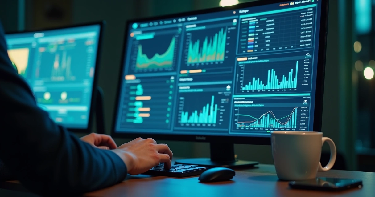 Tela com gráficos de monitoramento de transações suspeitas
