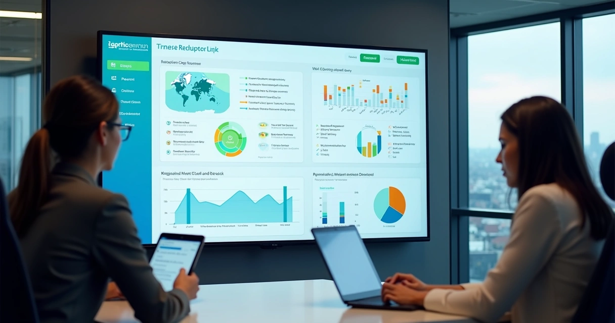 Taxa de No-show: Como Reduzir Custos em Viagens Corporativas 3 Painel digital mostra gerenciamento de viagens corporativas com notificações de ausência