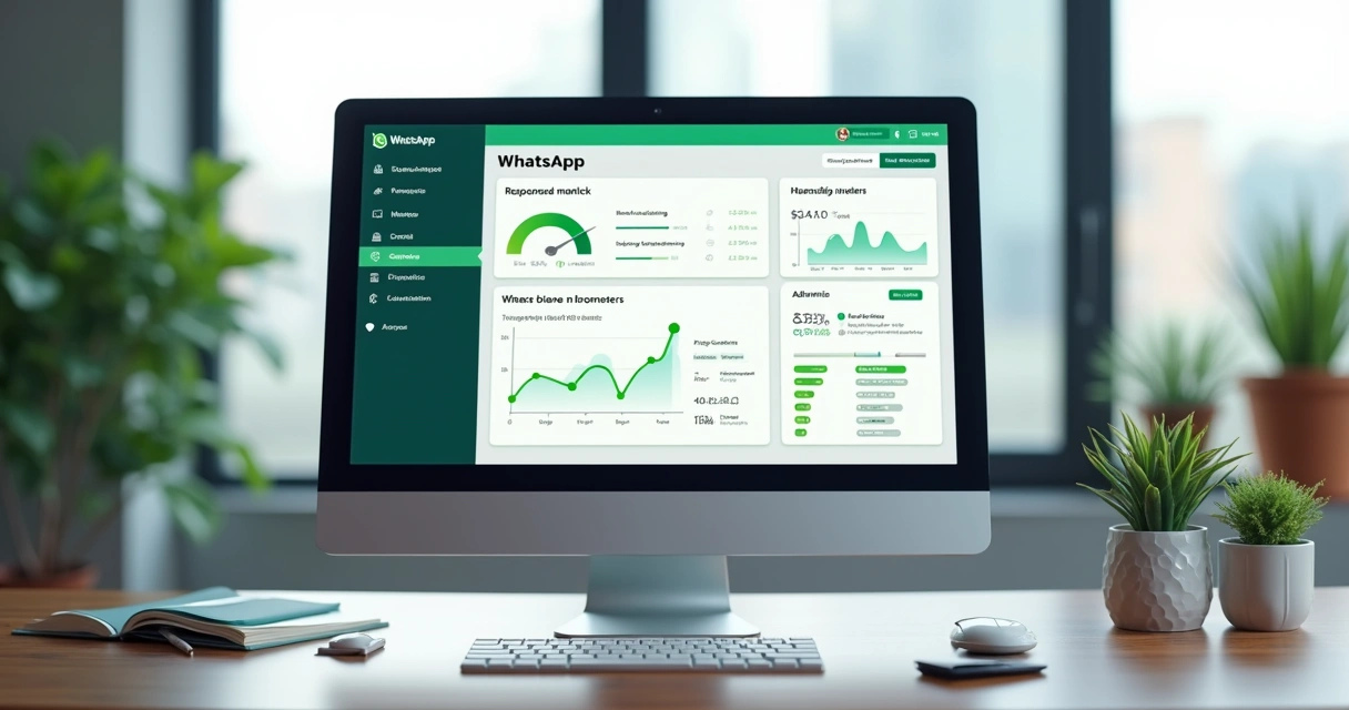 Painel digital de métricas de atendimento digital em tela de computador 