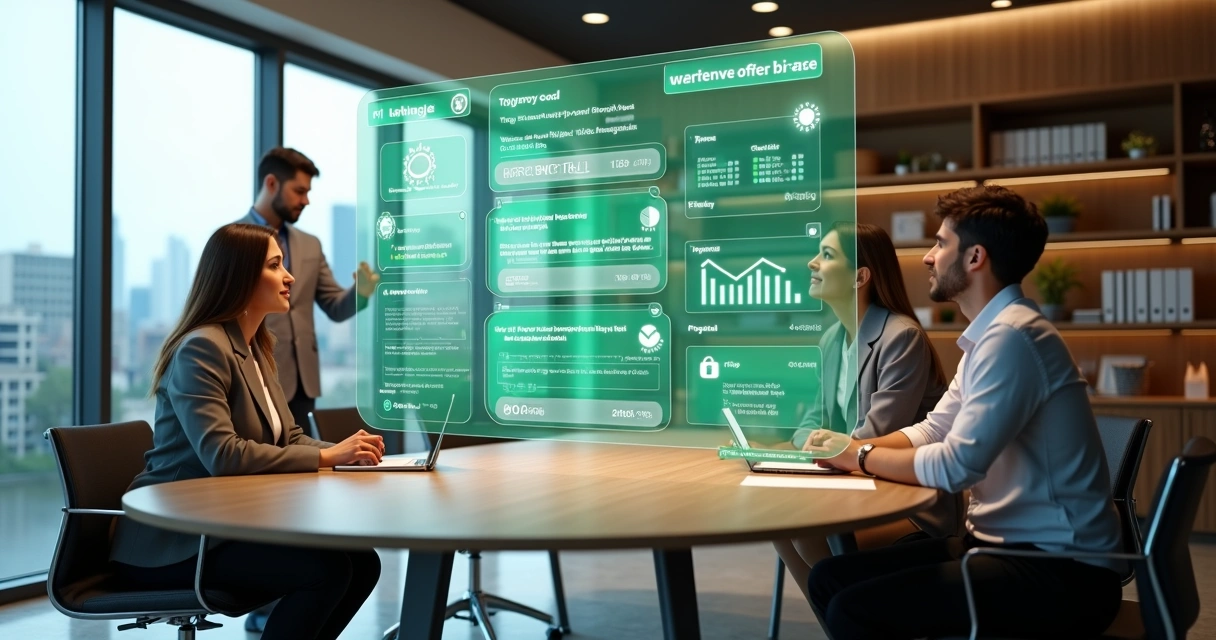 Equipe imobiliária analisa painel digital com conversas de WhatsApp e funil de vendas 