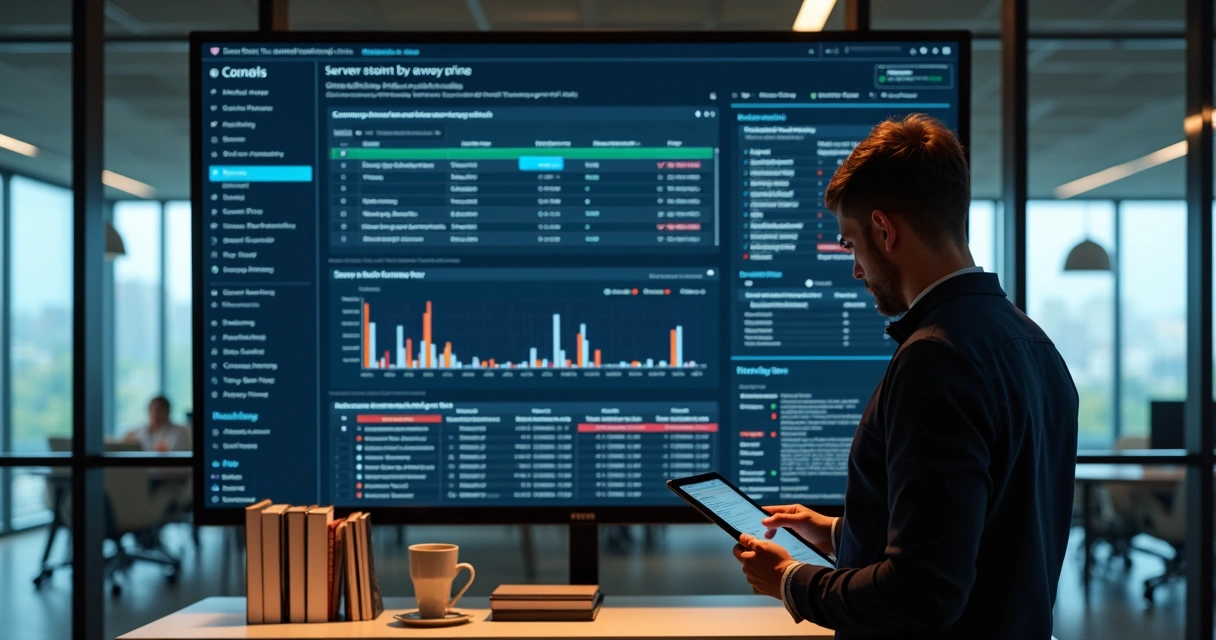 Real-time backend monitoring dashboard on a large screen