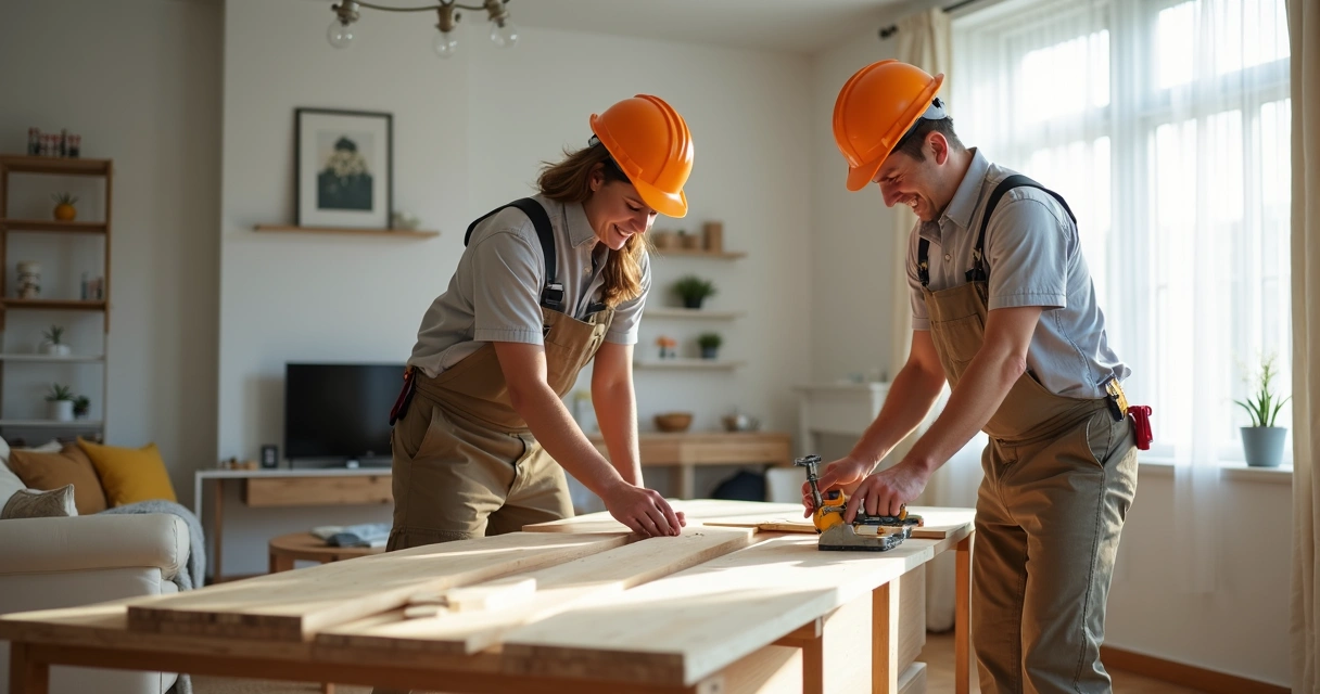 Montadores instalando móveis planejados
