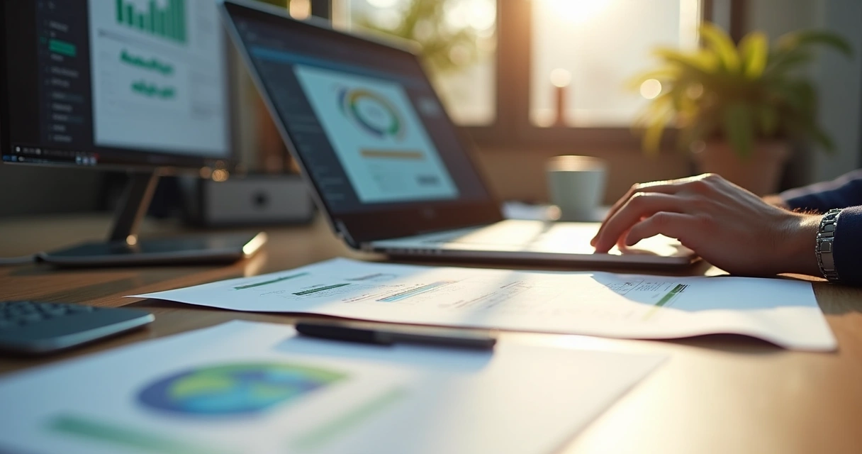 Pessoa criando slides para apresentação comercial personalizada 