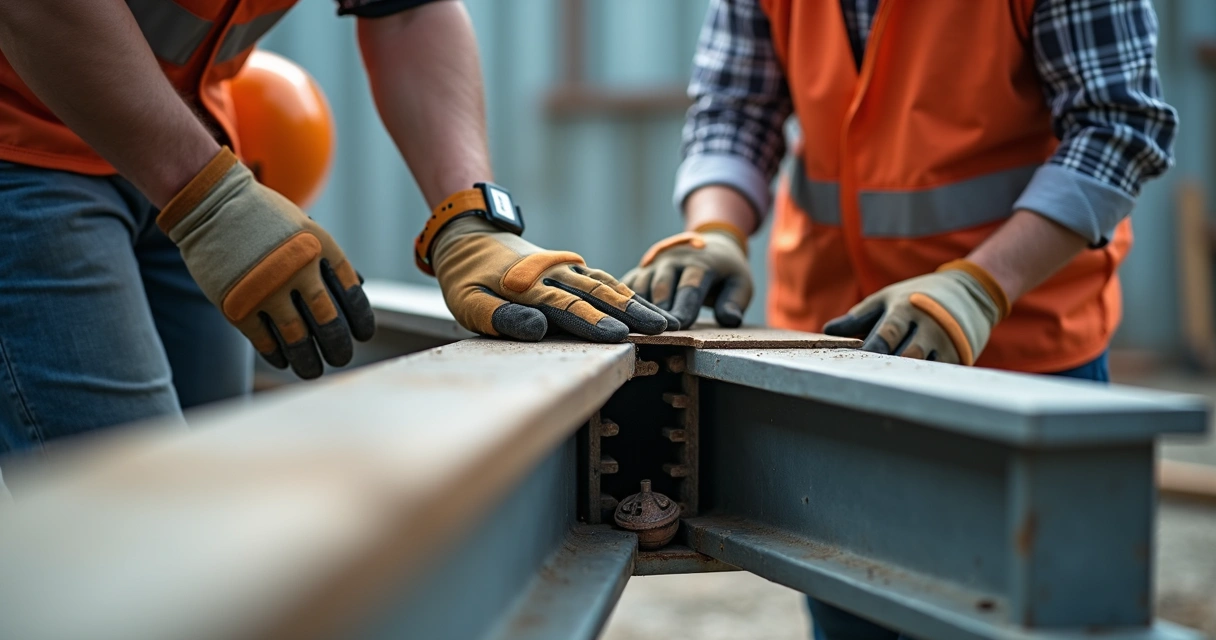 Montagem de estrutura metálica em obra civil 