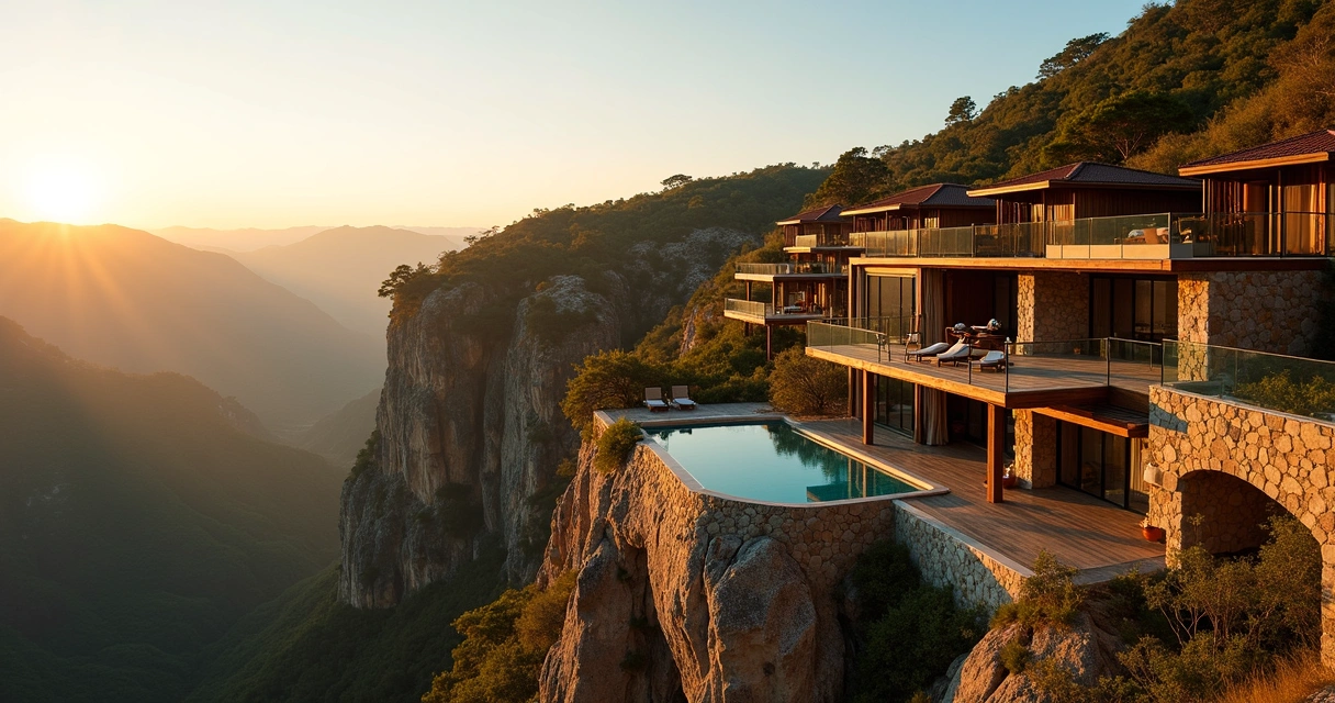 Vista aérea da Morada dos Canyons em mirante com cânions e natureza ao redor 