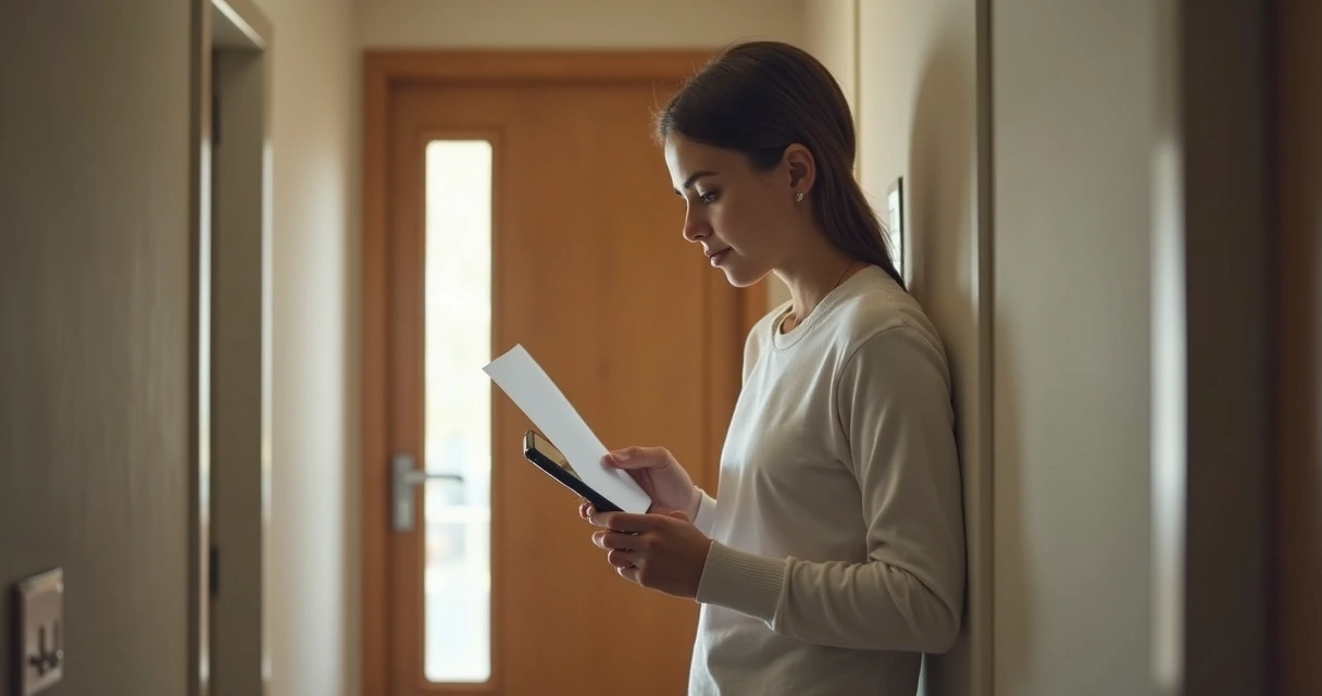 Morador recebendo notificação de condomínio em casa 
