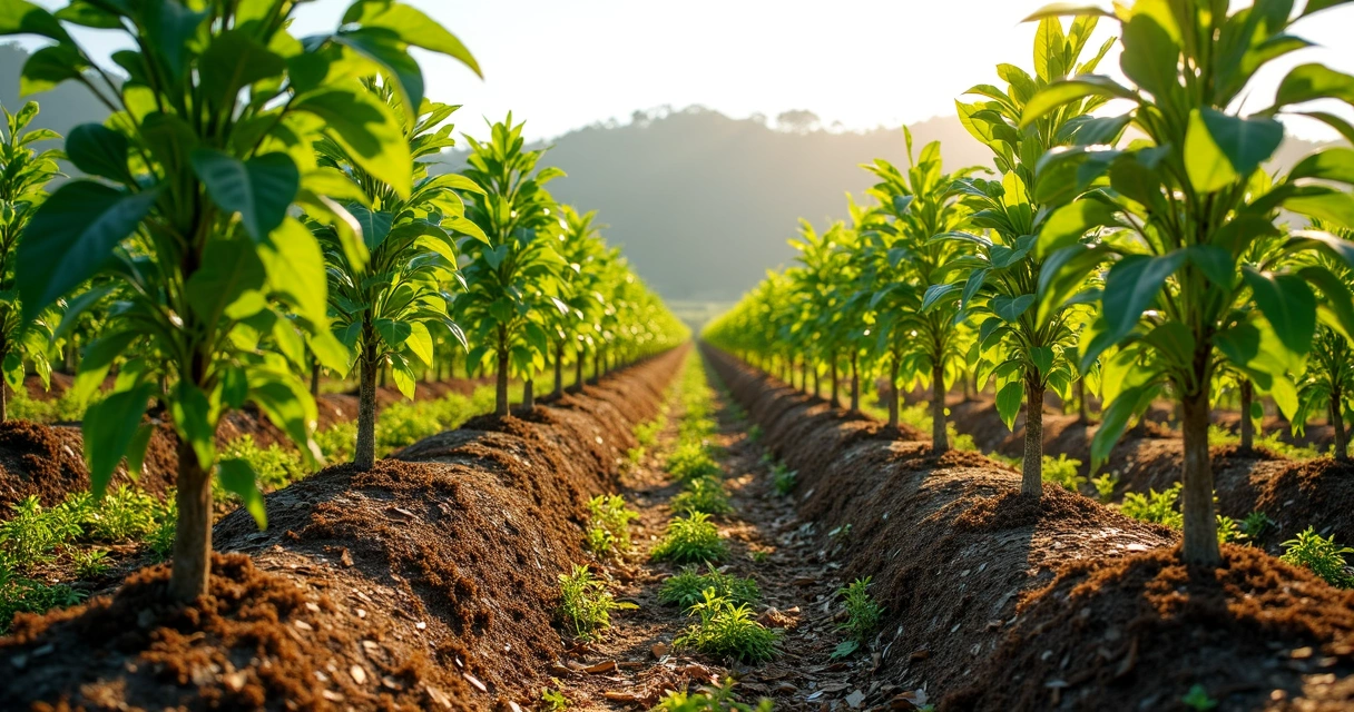 Linhas de moringa em sistema agroflorestal com cobertura do solo