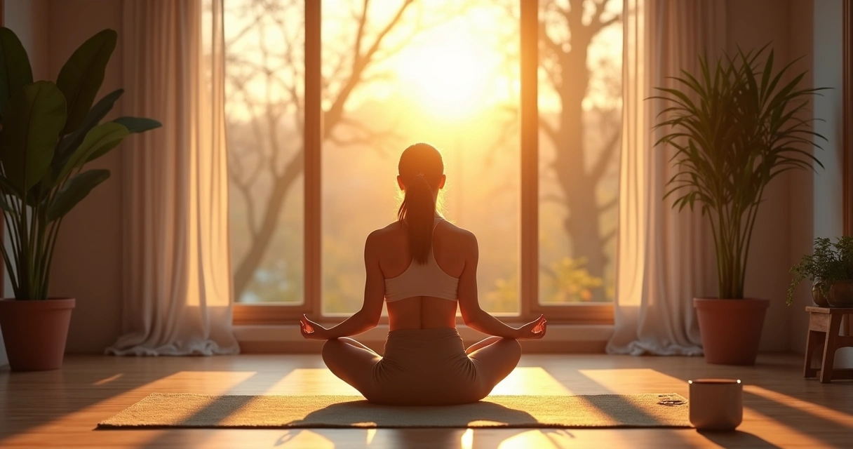 Person stretching in morning light 