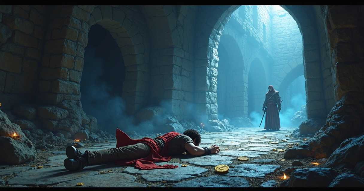 Personagem Tibia caído após derrota em batalha