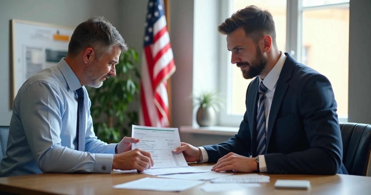 Mortgage specialist helping a non-citizen with forms 