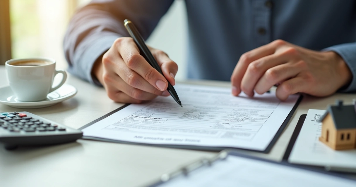 Person reviewing mortgage application paperwork 