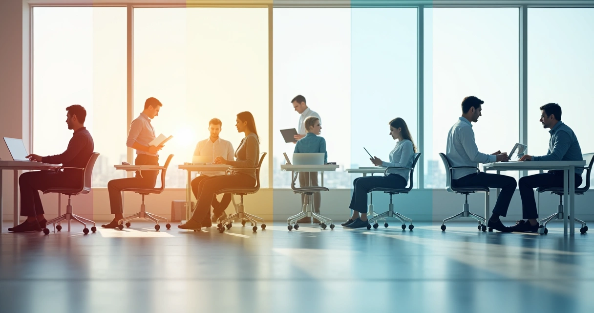 A step-by-step visual of the mortgage process in a modern office setting 