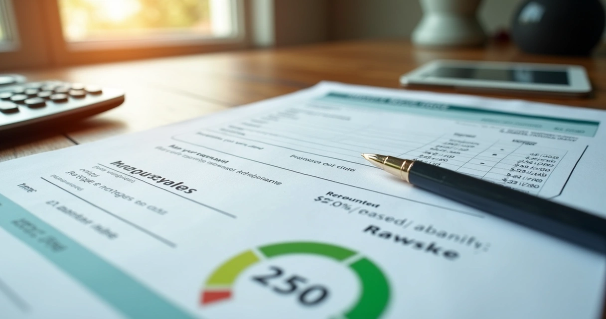 Mortgage application and credit report with calculator 