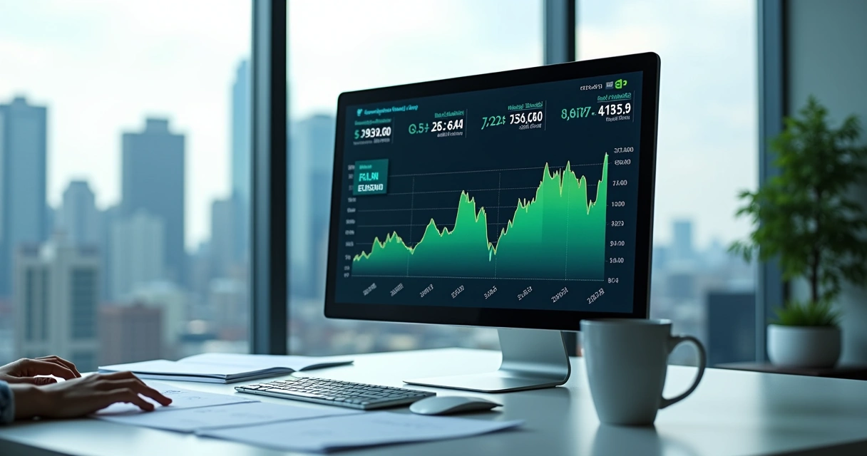 Desktop screen showing mortgage rate charts and real-time economic data 