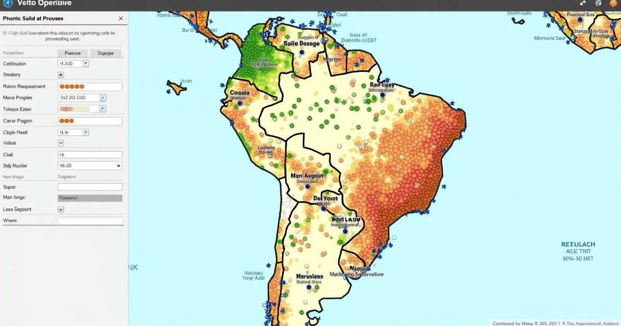Mapa do Brasil com marcas de imóveis leiloados por região e faixas de desconto 