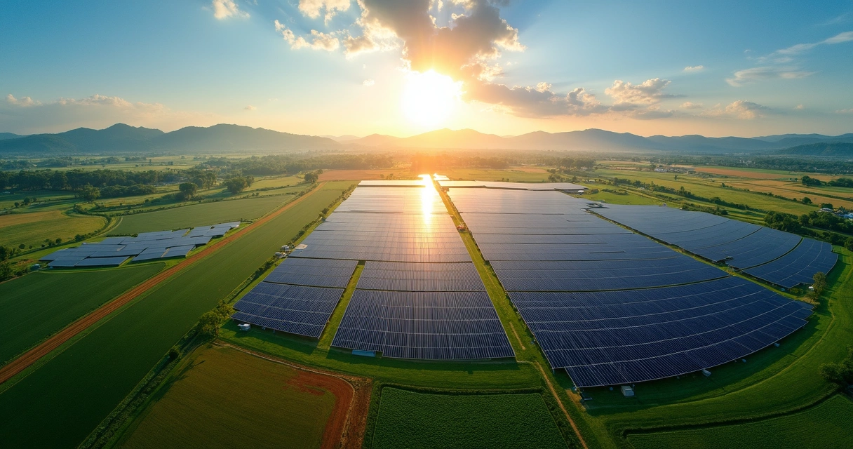 Mosaico de usinas solares em diferentes regiões do Brasil 