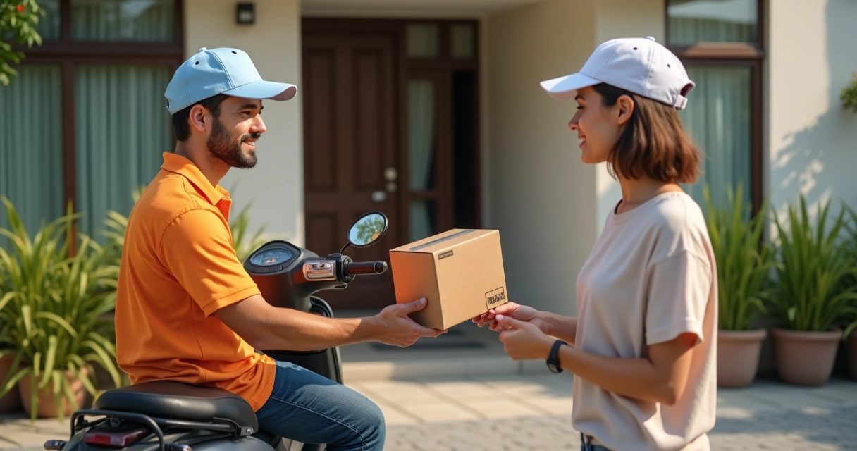 Motoboy recebendo pagamento com maquininha na entrega 