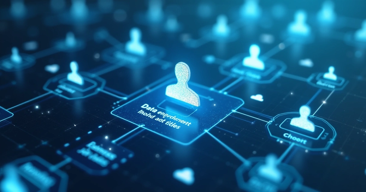 Esquema de motor de enriquecimento de dados ligando empresas e contatos 