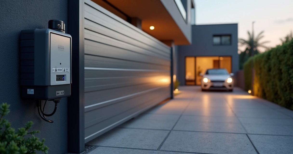 Motor rápido instalado em portão eletrônico residencial de correr 