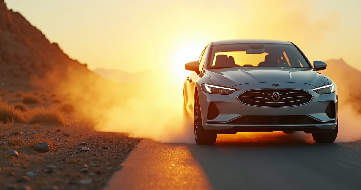 Vapor saindo do capô de um carro em estrada 