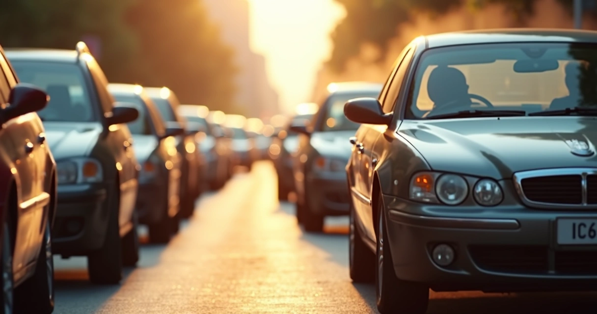 Motor com fumaça durante congestionamento de carros