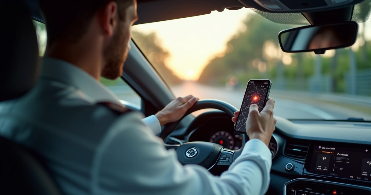 Motorista de aplicativo recebendo alerta em celular 