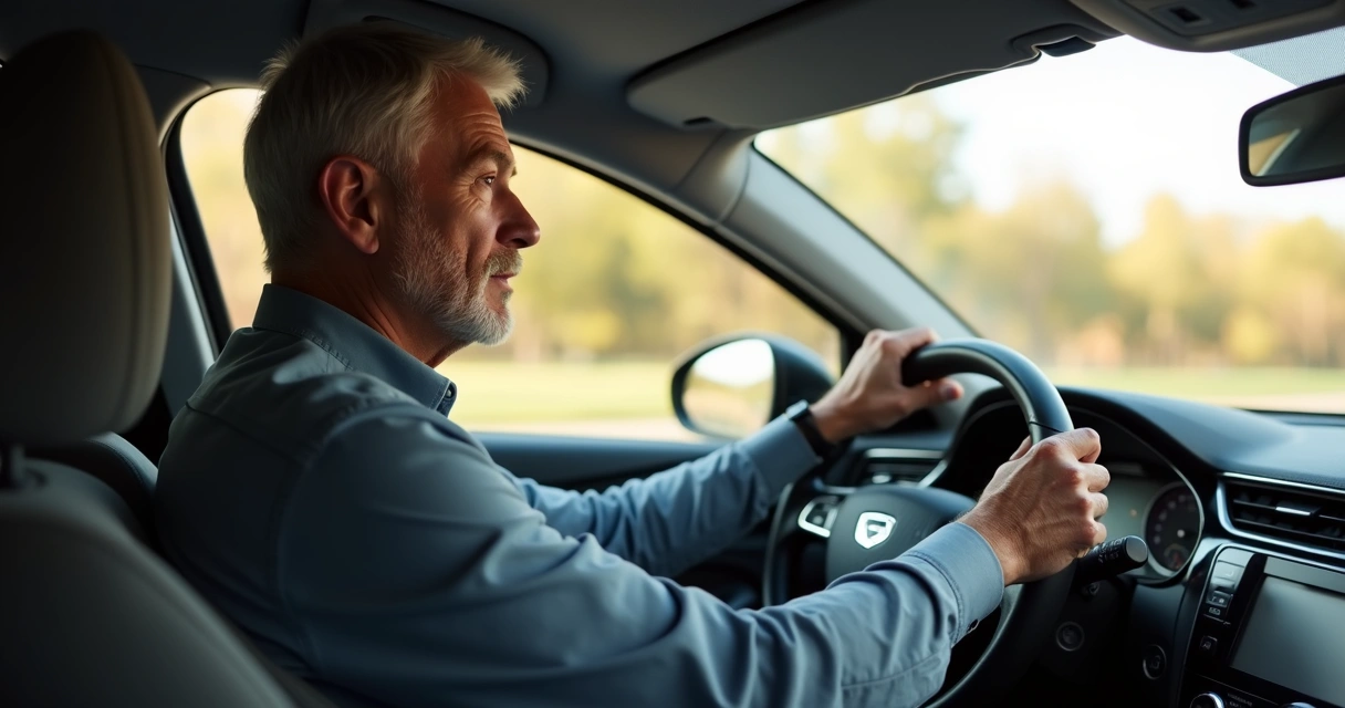 Motorista focado dirigindo na cidade 