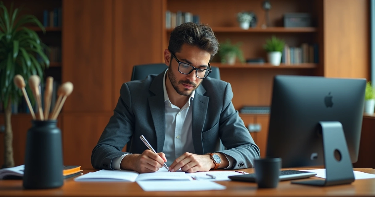 Pessoa preenchendo formulário de recurso administrativo da CNH sobre uma mesa de escritório