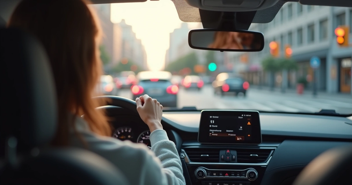 Motorista respirando calmamente no semáforo