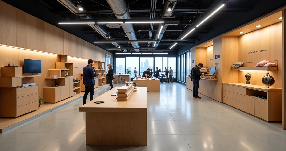 Móveis de PDV cortados a laser em MDF e aço 