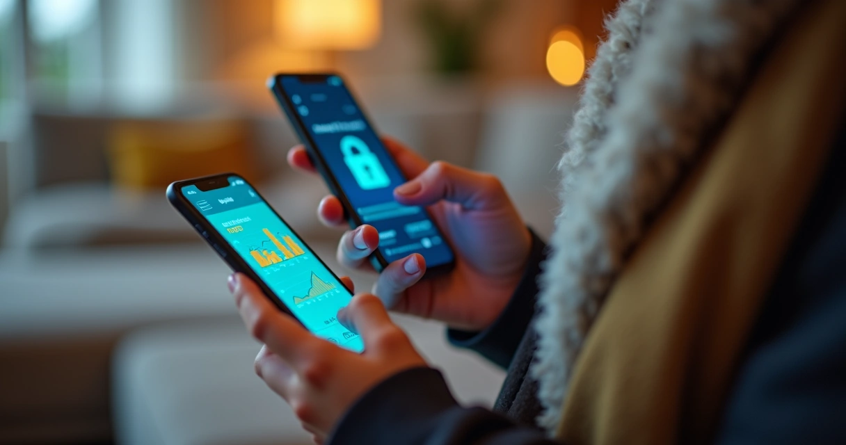 Persona usando una app bancaria segura en su móvil