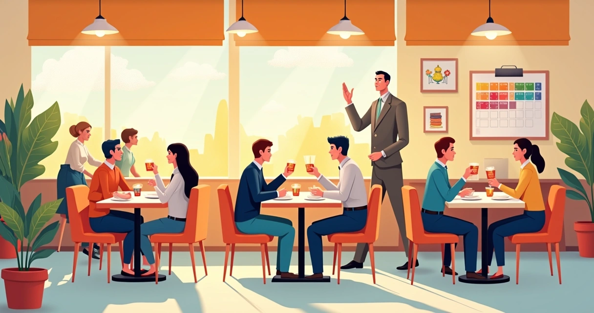 Restaurante movimentado em temporada alta com clientes e mesas cheias 