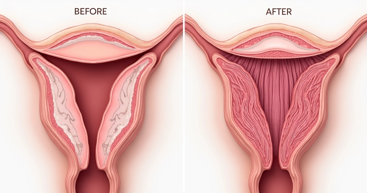 Representação da mucosa vaginal fortalecida após laser 