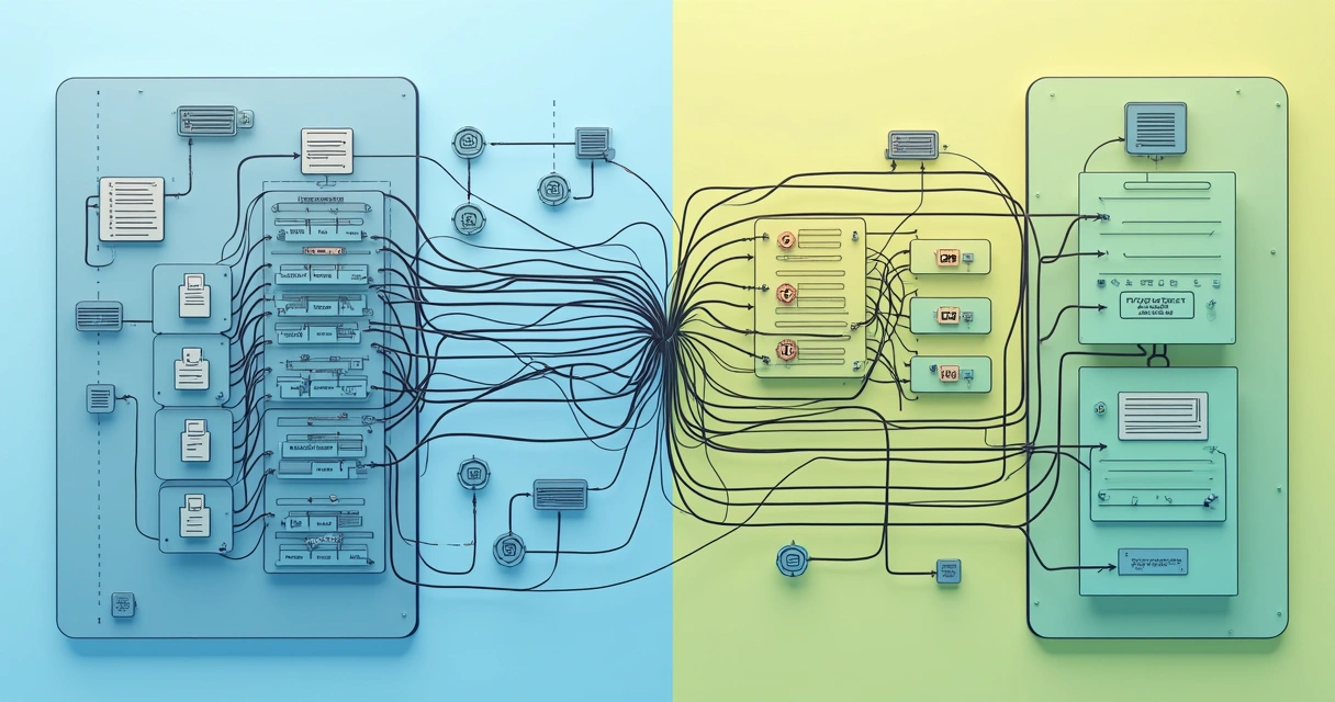 Diagrama conceitual mostrando arquitetura antes e depois de decisão reversível.