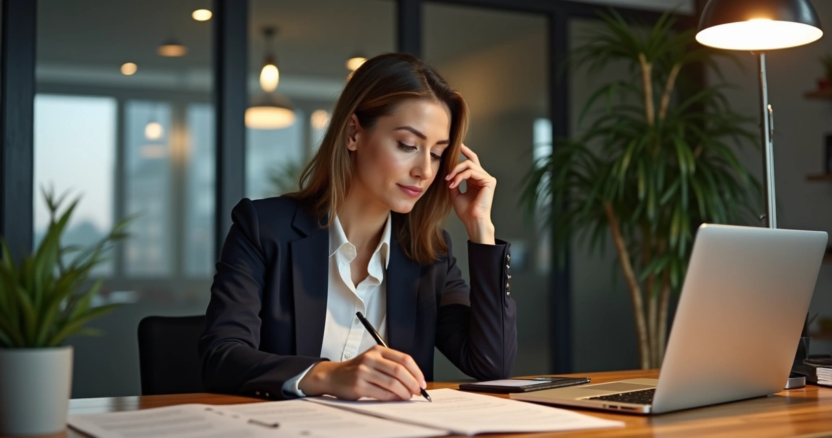 Empresária analisando contrato de contabilidade para mudar para uma empresa com atendimento humano