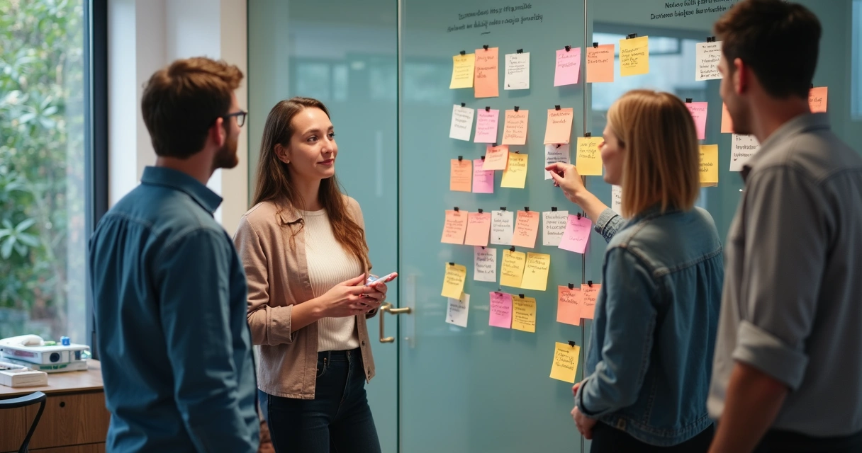 Colegas realizando dinâmica de mudança cultural no ambiente de trabalho