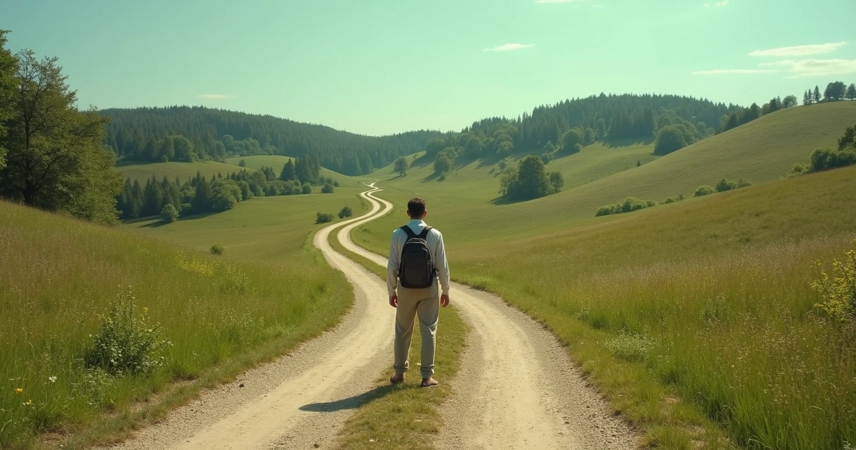 Pessoa parada em encruzilhada avaliando novos caminhos 